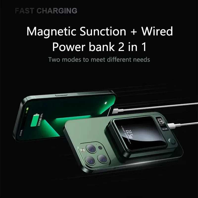 Magnetic Wireless 30000mAh Power Bank Fast Charger For Magsafe Portable Auxiliary Battery Pack For Iphone Samsung