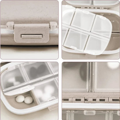 8 Compartments Travel Pill Organizer, Moisture-Proof Pill Case, Purse Daily Pill Box Portable Medicine Vitamin Holder Containers