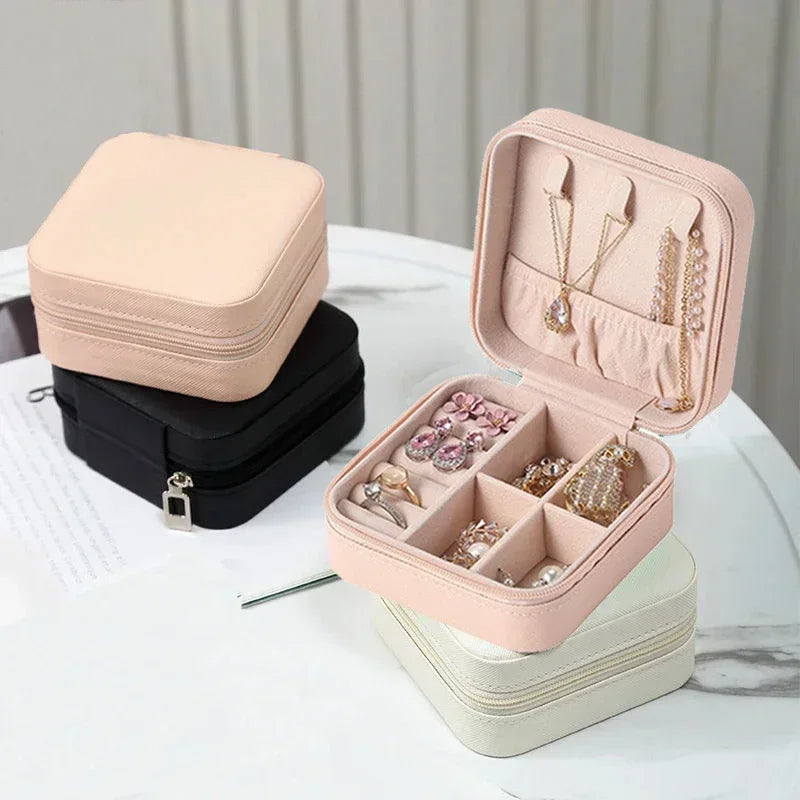 Jewelry Organizer Display Travel Jewelry Case Boxes Portable Jewelry Box Leather Storage