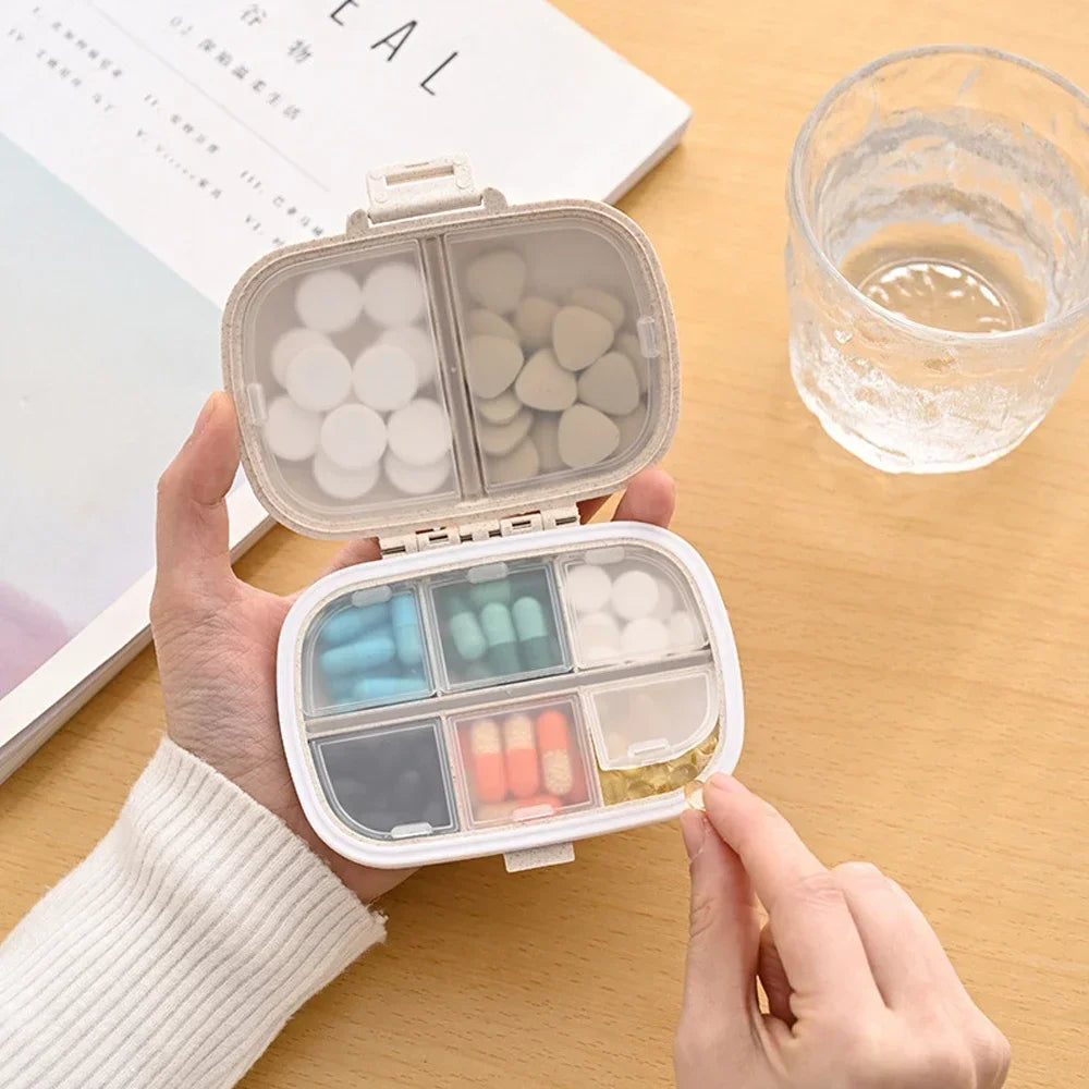 8 Compartments Travel Pill Organizer, Moisture-Proof Pill Case, Purse Daily Pill Box Portable Medicine Vitamin Holder Containers