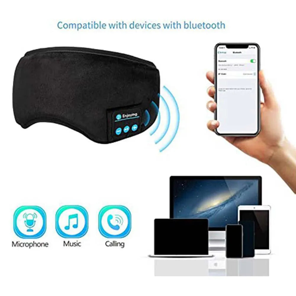 Bluetooth-compatible Sleeping Headphones 3D Eye Mask Wireless Air Travel 5.0 Headband Soft Elastic Comfortable Music Earphones