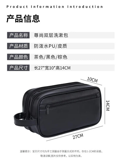 Toiletry Bag for Men PU Leather Travel Wash Organizer Dopp Kit Water-resistant Shaving Bag for Toiletries Accessories