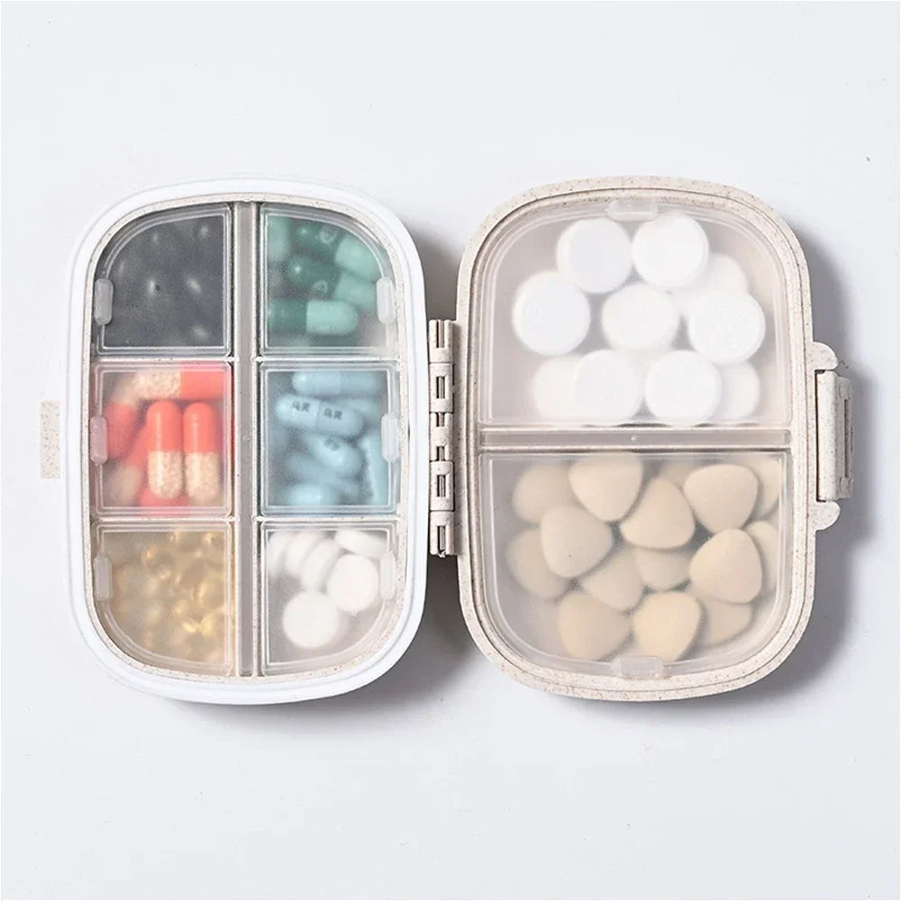 8 Compartments Travel Pill Organizer, Moisture-Proof Pill Case, Purse Daily Pill Box Portable Medicine Vitamin Holder Containers