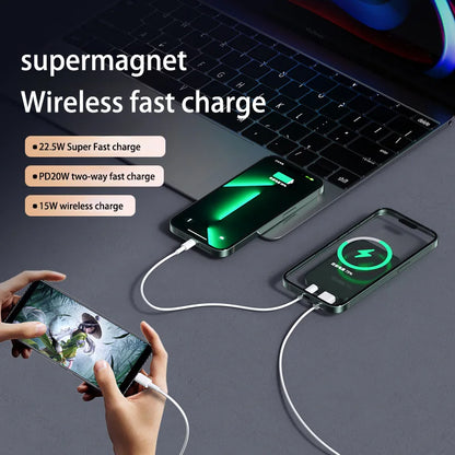 Magnetic Wireless 30000mAh Power Bank Fast Charger For Magsafe Portable Auxiliary Battery Pack For Iphone Samsung