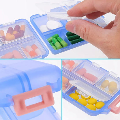 8 Compartments Travel Pill Organizer, Moisture-Proof Pill Case, Purse Daily Pill Box Portable Medicine Vitamin Holder Containers