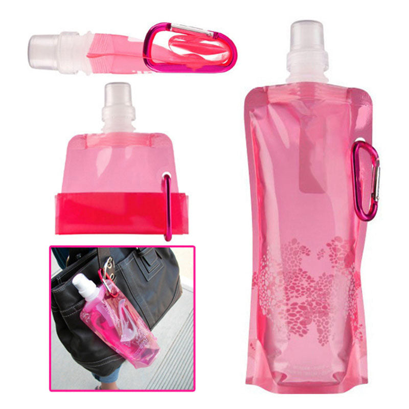 500ml Portable Folding Water Bag Creative Plastic Outdoor Sports Water Bottle Outdoor Sport  Hiking Running Supplies