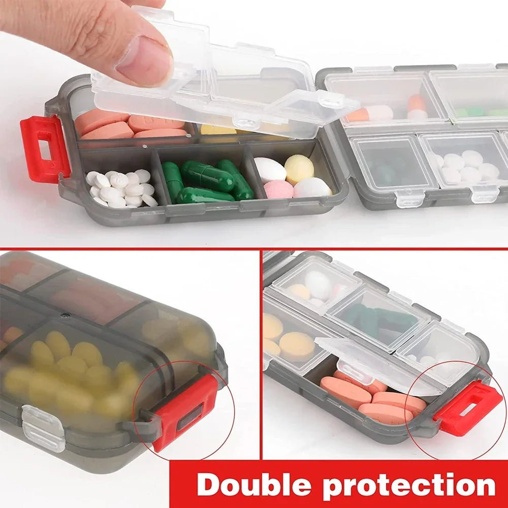 8 Compartments Travel Pill Organizer, Moisture-Proof Pill Case, Purse Daily Pill Box Portable Medicine Vitamin Holder Containers