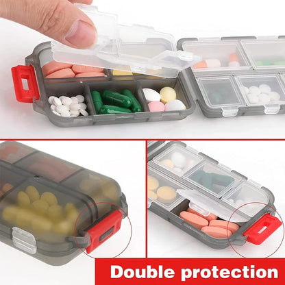 8 Compartments Travel Pill Organizer, Moisture-Proof Pill Case, Purse Daily Pill Box Portable Medicine Vitamin Holder Containers