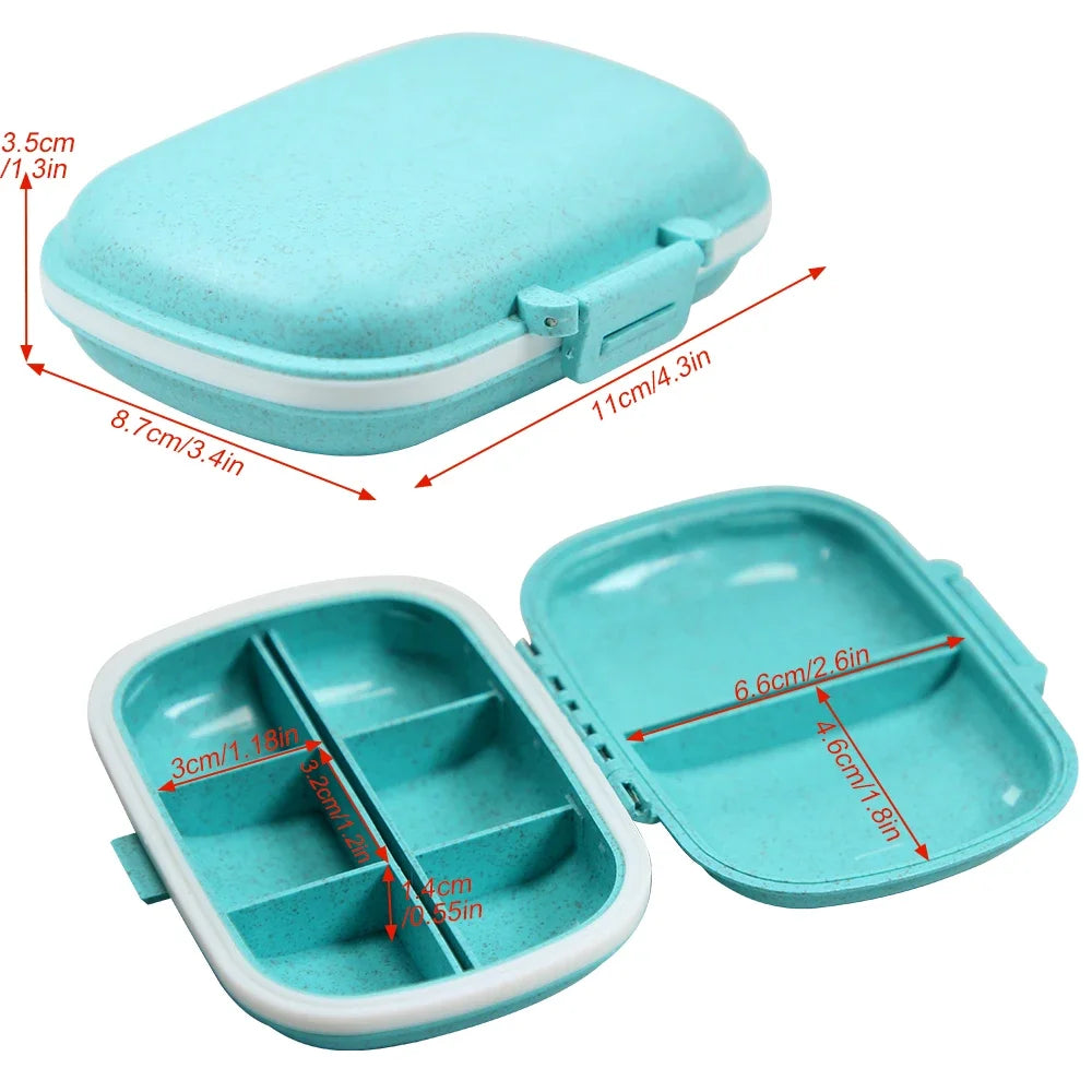 8 Compartments Travel Pill Organizer, Moisture-Proof Pill Case, Purse Daily Pill Box Portable Medicine Vitamin Holder Containers